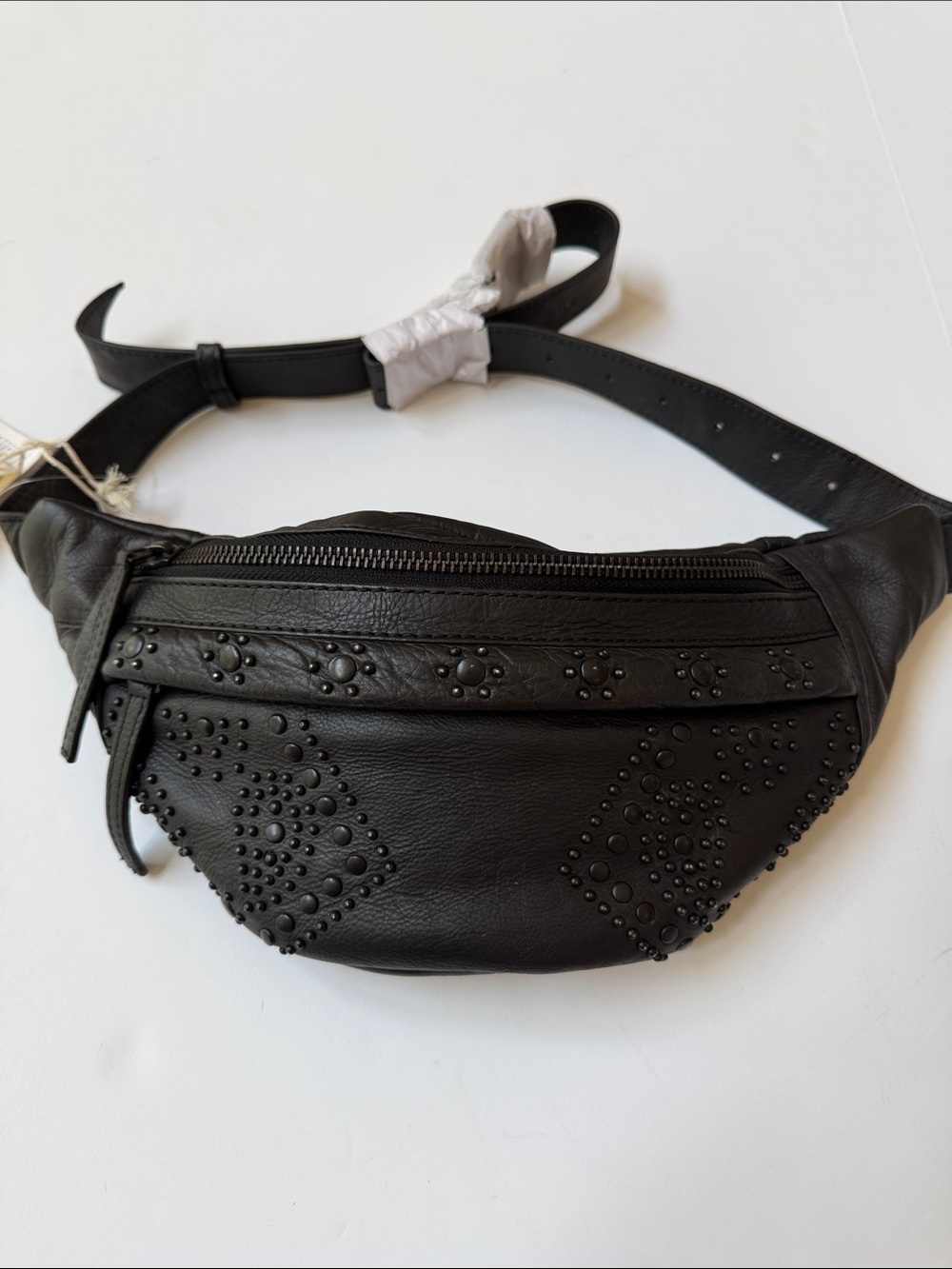 Free People Ana Adorned Sling Bag Black Studded Leather NWT